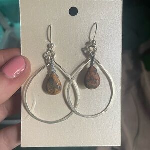 Silver and Jasper Teardrop Earrings